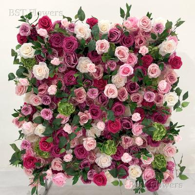 China Eco-friendly Wall Decorations Flower Panel Backdrop Wall Flower Plastic Flower Wall For Home for sale