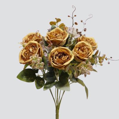 China Rose Bouquet Head Silk Centerpiece Minimalist Decorative Artificial Flower Artificial Flowers For Sale for sale