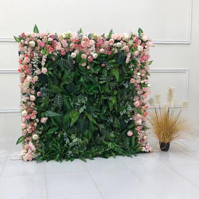 China Indor Customized Plastic Artificial Green Wall Foliage Wall Flower Heads Decoration For Garden Background Decoration for sale