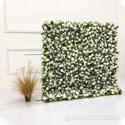 China 3D Artificial 3D Backdrops Cheap Wedding Fabric Rose Flowers Wall For Wedding Decoration for sale