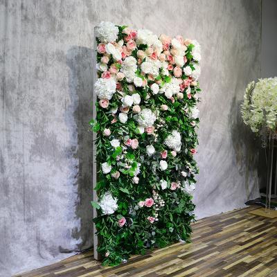 China custom 3D Rose Hydrangea Flower Backdrop Wall silk curtain panel for wedding decoration event party for sale