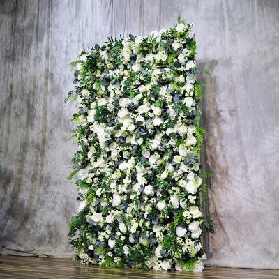 China 3D 8*8ft Fabric Flower Wall Wedding Backdrop Artificial Flower Floral Wall for sale