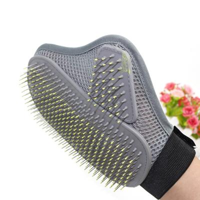 China Dog Grooming Glove Pet Deshedding Brush Viable Cat Hair Remover Mitt Gloves For Pet Bathing for sale