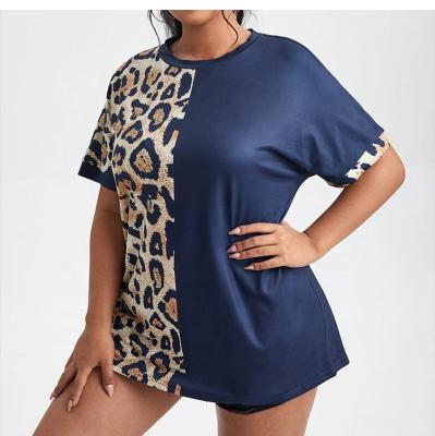 China 2021 European and American summer Anti-wrinkle LARGE LEOPARD PRINT T-SHIRT women's top for sale