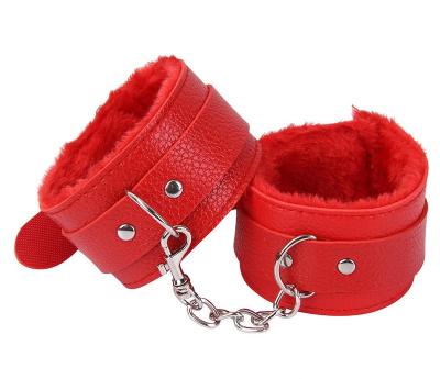 China Adult-Sex-Toy-Wholesale Professional Leather Class Of HUOM Sex Love Lychee Plush Handcuffs BDSM For Man And Woman for sale