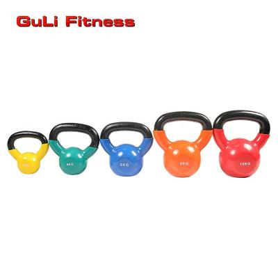 China Universal Color Vinyl Coated Dip Kettlebell Cast Iron Kettlebell Vinyl For Home Gym Workout Muscle Exercise Strength Training for sale