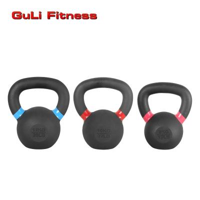 China Durable Anti-Slip Healthy Handle Kettle Bell Black Cast Iron Powder Coated Adjustable Kettlebell Competition For Gym Fitness Weightlifting for sale