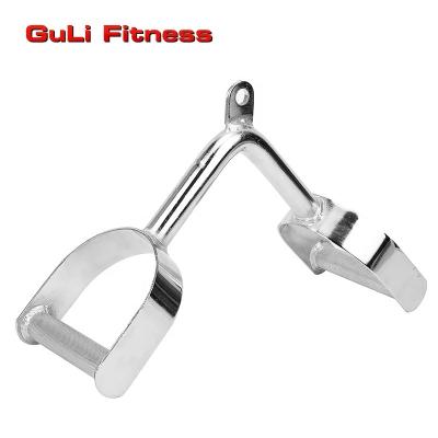 China Durable Dual Row Laid Machine Steel Chrome Chinning Triangle Grip Cable Fixing Tricep Lat Lat Pull Down Lat Bar Seated for sale