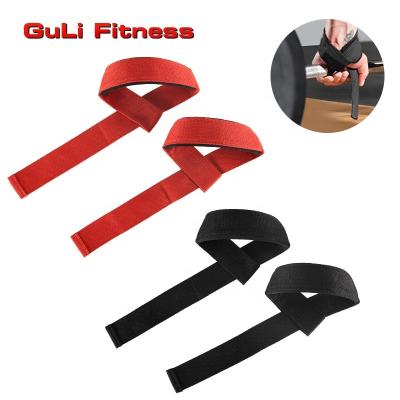 China Custom Bodybuilding Cloth Barbell Weightlifting Wrist Straps Gym Colorful Logo Gym Workout Power Grip Bar Training Wrist Straps for sale