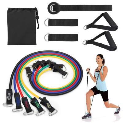 China Premium Quality 11pcs Resistance Band Bands Set With Handles Door Anchor Ankle Straps For Home Workout Exercise for sale