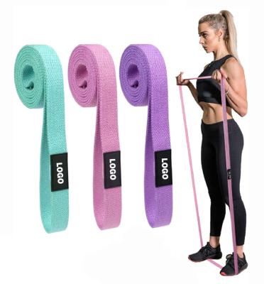 China Polyester Cotton + Custom Latex Logo Long Fabric Pull Up Aid Resistance Bands Set For Mobility Workout For Women for sale