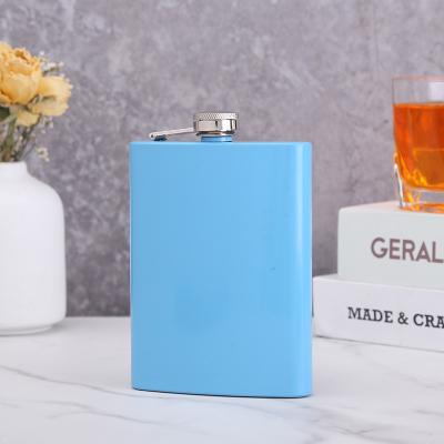 China Art Decor 6oz 7oz 8oz 304 Stainless Steel Hip Flask Printing Logo Spray Color for sale