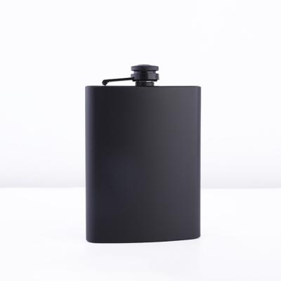 China Art Decor Customize 8oz Pouch Liquor Flask Matte Black Hip Flask Whole Black Include Cover Steel Flask for sale