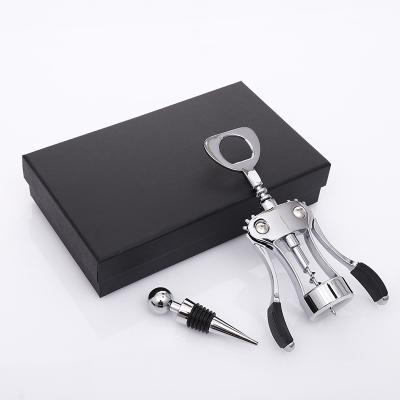 China Wholesale Stocked Corkscrew and Wine Stopper Gift Set Wedding Gift for Groomsmen Gift Bottle Opener Set for sale