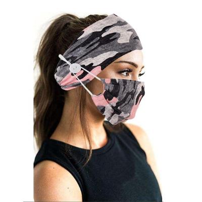 China New Style Sports Silk Headbands Button Decoration With Face Mask Hair Accessories Women Headband Wrap Hair Wearing Bands for sale