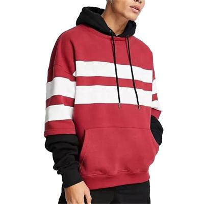 China high quality Anti-wrinkle cotton custom printed logo sports shaping pullover color block men's hoodies for sale