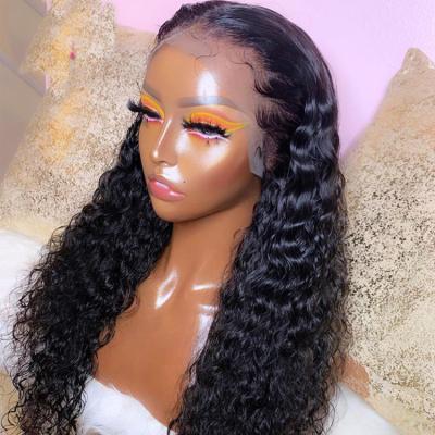 China Silky Straight 12A Grade Curly Cuticle Aligned Lace Front Human Hair Wigs Deep Wave 13X4 Lace Front Wig for sale