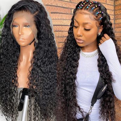 China 13x6 Natural Pre Plucked Curly Transparent Lace Frontal Wig Hd Wave Hair Lace Front Wig Wholesale Deep Hair Wigs for sale