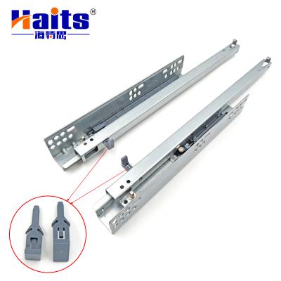 China Traditional Cabinet Hardware Soft End Under Mount Drawer Slides Soft Narrow Slide Side Mounted Drawer Slide for sale