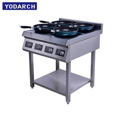 China Hotel Commercial 220V 4 Burner 3 Phase Stainless Steel Plate Induction Cooking Burner Stove Cooker With Folding Legs for sale