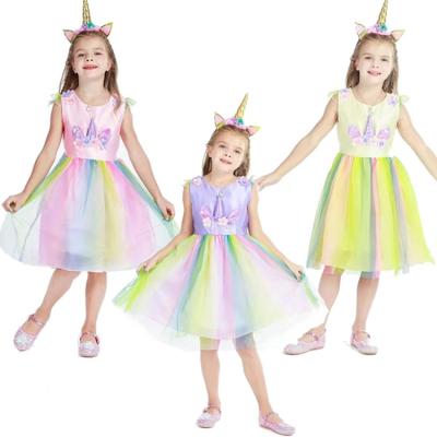 China Polyester Costume New Unicorn Dress Christmas Children Shirt Princess Dress for sale