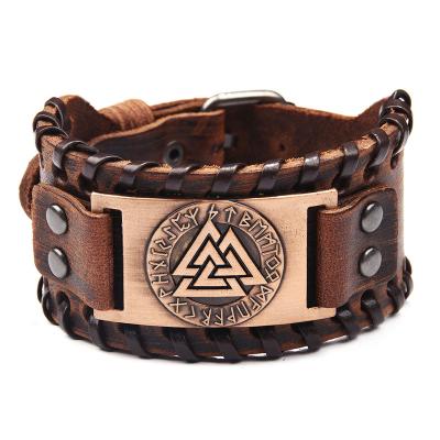 China Valknut Viking Leather Bracelet Viking Bracelet Viking Bracelet Jewelrox Viking Jewelry Genuine for sale