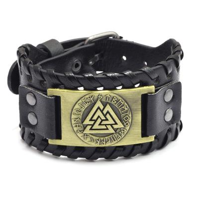 China Valknut Viking Leather Bracelet Viking Bracelet Viking Bracelet Jewelrox Viking Jewelry Genuine for sale