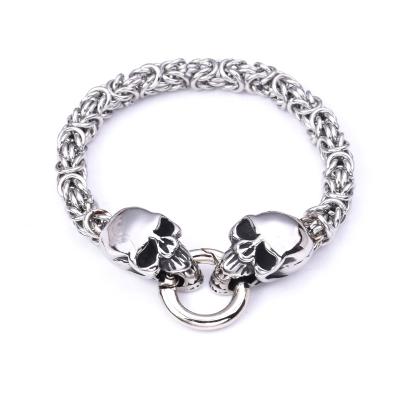 China Mens Fashion Jewelry Stainless Steel King Chain Skull Punk Bracelet for sale