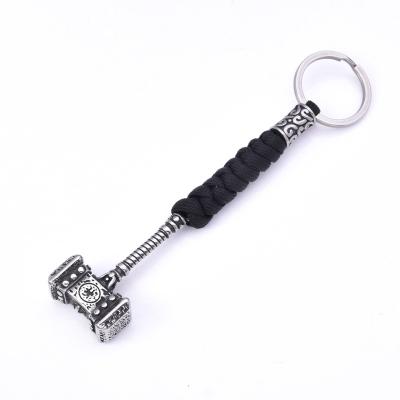 China Viking Steel Thor Mjolnir Key Chain Metal Key Chains Viking Design Handmade Paracord Stainless for sale