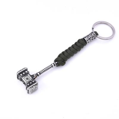 China Viking Steel Thor Mjolnir Key Chain Metal Key Chains Viking Design Handmade Paracord Stainless for sale