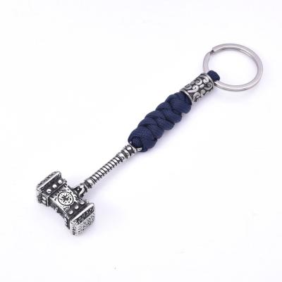 China Viking Steel Thor Mjolnir Key Chain Metal Key Chains Viking Design Handmade Paracord Stainless for sale