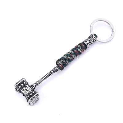 China Viking Steel Thor Mjolnir Key Chain Metal Key Chains Viking Design Handmade Paracord Stainless for sale