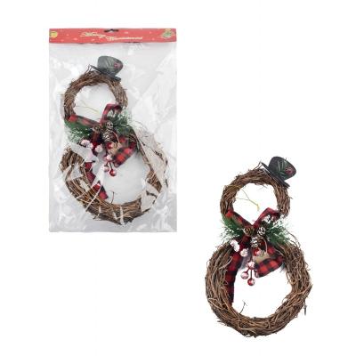 China Home Christmas Tree Decoration New Christmas Decoration Hang Circle Door Rattan Wreath Christmas Decoration for sale