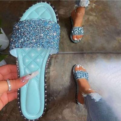 China 2020 Light Fashion Summer Women Slippers Glitter Bling Female Candy Color Flip Flops Designer Slides Beach Flat Shoes Sandals for sale