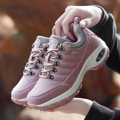 China New Product 2021 Women Outdoor Walking Climbing Shoes Ideas Increasing Air Cushion Climbing Shoes Female Outdoor Walking Ankle Boot Cushioning Trekking Shoes for sale