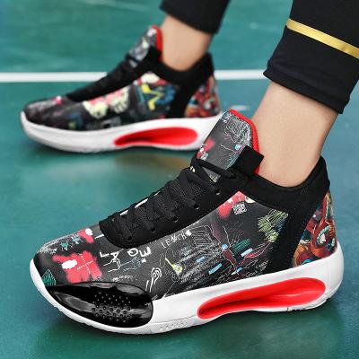 China Fashion Trend Mens Basketball Shoes Graffiti Basketball Sneakers Boots Lightweight Mens Casual Sneakers Outdoor Trainers Sneakers Retro High Tops for sale