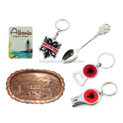 China Souvenir Albania Products Metal Key Chain Ashtray / Custom Mirror / Key Chain Albania Customize Souvenir for sale