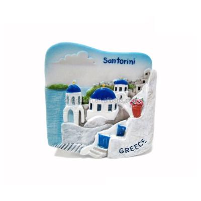 China Famous Souvenir Greece Main Chain Santorini Greece Souvenir Resin Fridge Magnet Polyresin Magnets for sale