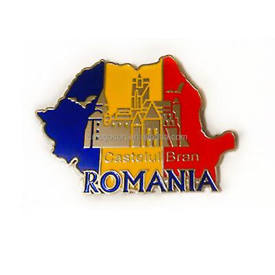 China Shape Romania Epoxy/Enamel Metal Fridge Magnet Map Travel Sticker Souvenirs Romania Fridge Magnet Tourist Maker for sale