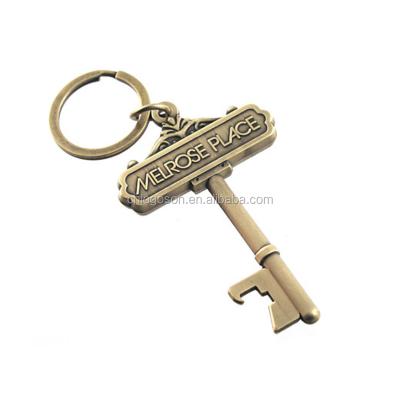 China Viable Promotional Antique Key Shape Custom Gift Metal Key Ring for sale