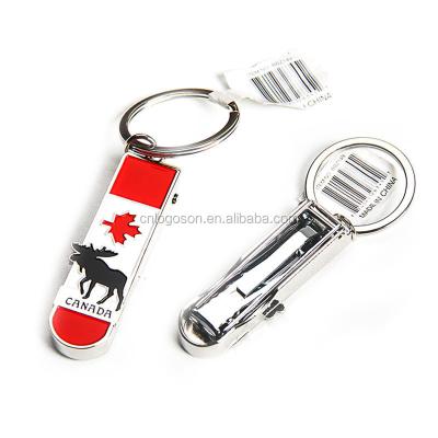 China Newest Fashion Styles Nail Cutter Key Chains Canada Souvenir Nail Clipper Functional Key Chain for sale