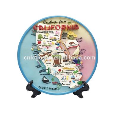 China Europe Souvenir Dish Tourist California Map Resin Dish for sale