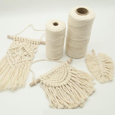 China Eco-friend Natural Color 3 Mm Cotton Cord Macrame Natural Single Twisted Rope 100m for sale