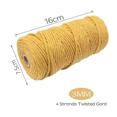 China 3 mm Colorful Cotton Rope Twisted Rope Macrame Dresser 100 M for sale