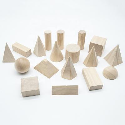 China Chinese Wood Geometric Solid Blocks, 3D Shapes, Set of 18 for sale