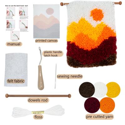 China DIY Dresser Mesh Canvas with Latch Hook Kit Rug Yarn Kit Orange One for sale