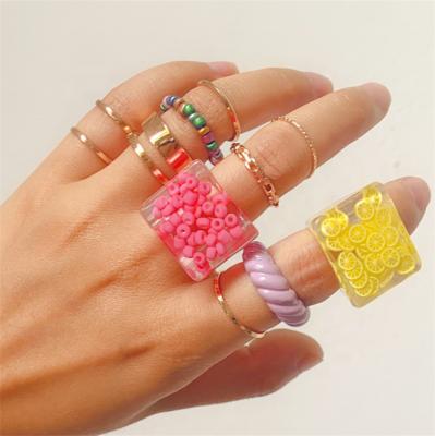 China Hiphop Jewelry Maker Rice Pearl Alloy Ring Set Fashionable And Unique Design Jewelry for sale