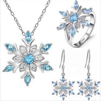 China Blue Creative Punk Female Snowflake Ocean Accessories New Product New Product Christmas Gift Idea Amazon Three-Piece Earrings for sale