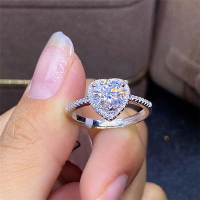 China Fashion and exquisite silver punk jewelry idea new product simple Amazon heart-shaped diamond ring love for sale