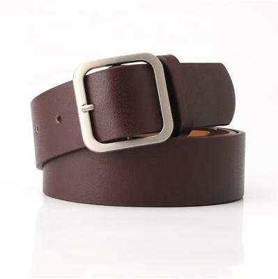 China New casual ladies belt simple retro wild square head PU leather popular belt buckle women wholesale for sale